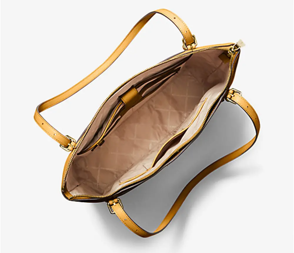 Túi Michael Kors Voyager Large Pebbled Leather Top-Zip Tote Bag 'Mari Gold' 30H1GV6T9B-0771 - Ảnh 3