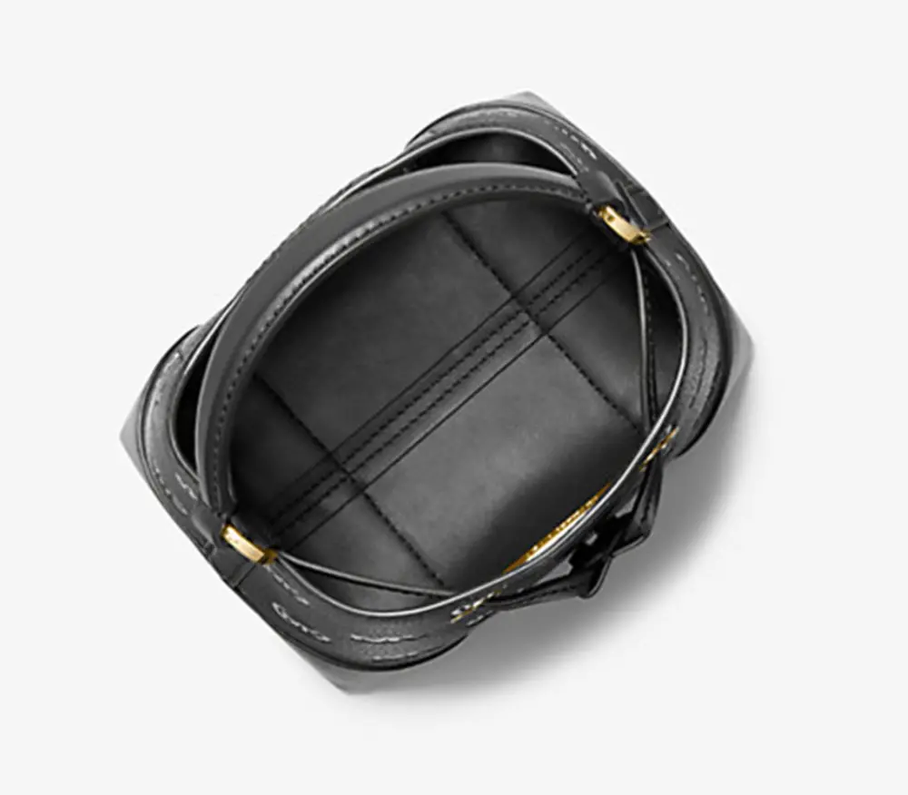 Túi Michael Kros Mercer Small Logo Embossed Leather Bucket Bag 'Black' 35F3GM9M1L-001 - Ảnh 3