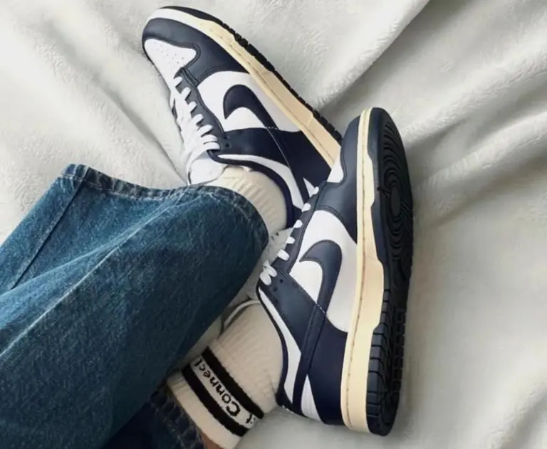 Giày Nike Dunk Low Premium Vintage Navy Womens FN7197-100 - Ảnh 3