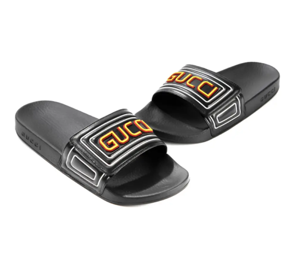 Alternative view of Dép Gucci Logo Leather ‘Black’ 575072-DIR00-1000
