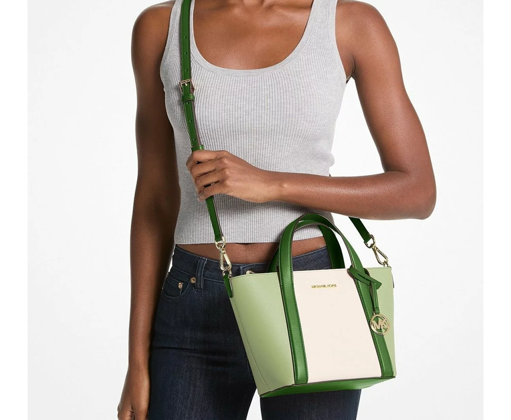 Túi Michael Kros Pratt Small Color-Block Tote Bag 'Green Multi' 35S4G3FM1I-FERN-GREEN-MULTI - Ảnh 3