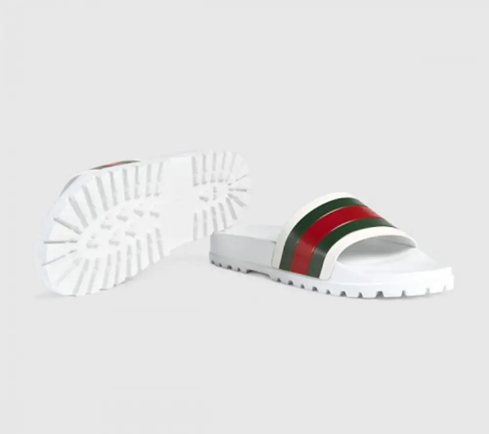 Alternative view of Dép Gucci Web Slide Sandal White 429469 GIB10 9079