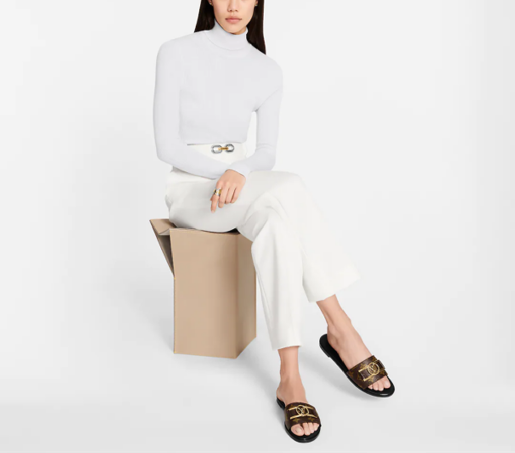 Dép Louis Vuitton Lock It Flat Mules ‘Brown’ 1A64MR - Ảnh 2