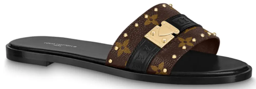 Dép Louis Vuitton Lock It Flat Mules ‘Black’ 1AAC3S