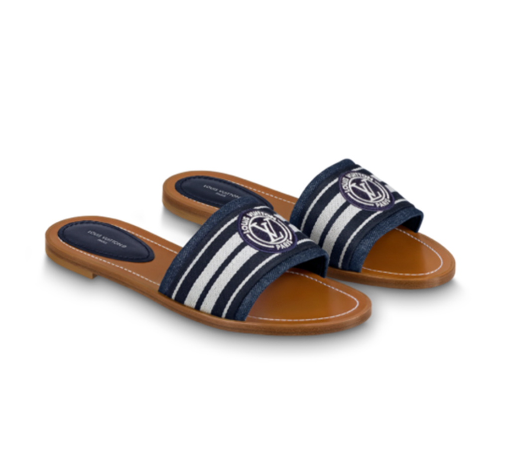 Dép Louis Vuitton Lock It Flat Mules ‘Blue’ 1AADIV - Ảnh 4