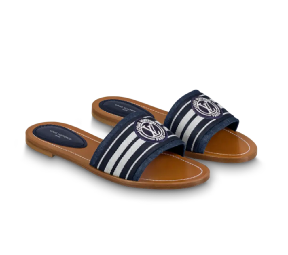 Dép Louis Vuitton Lock It Flat Mules ‘Blue’ 1AADIV - Ảnh 4