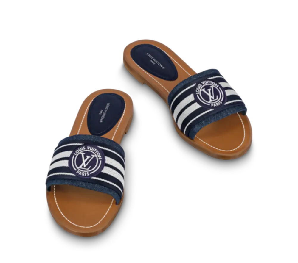 Alternative view of Dép Louis Vuitton Lock It Flat Mules ‘Blue’ 1AADIV