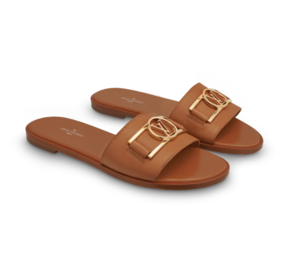 Alternative view of Dép Louis Vuitton Lock It Flat Mules ‘Cognac Brown’ 1A64ZO