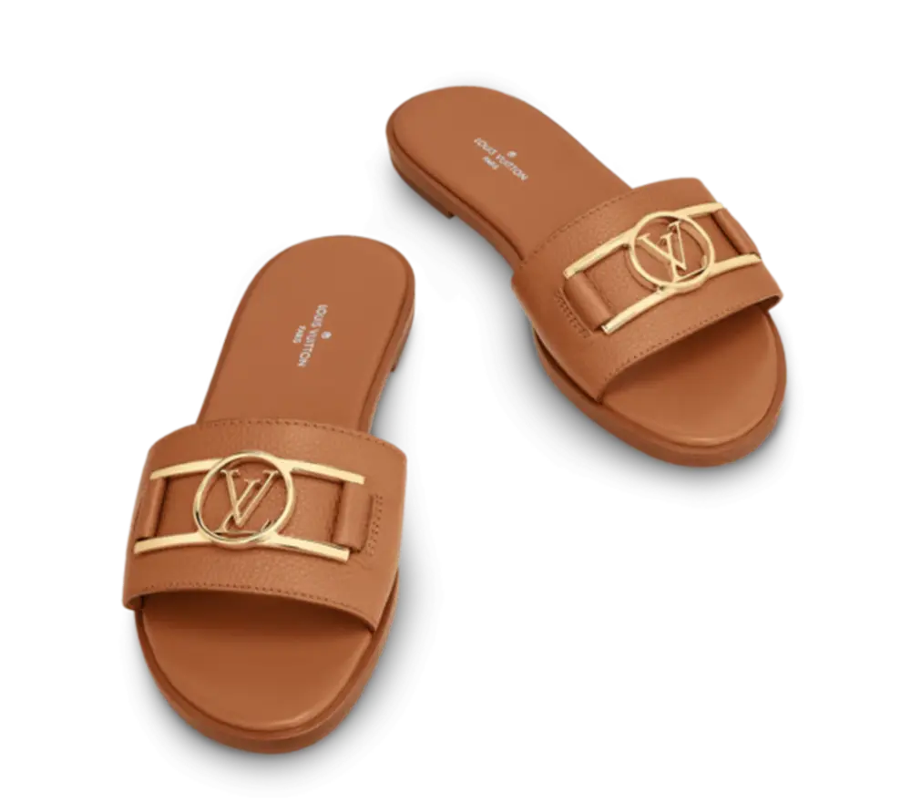 Dép Louis Vuitton Lock It Flat Mules ‘Cognac Brown’ 1A64ZO - Ảnh 3