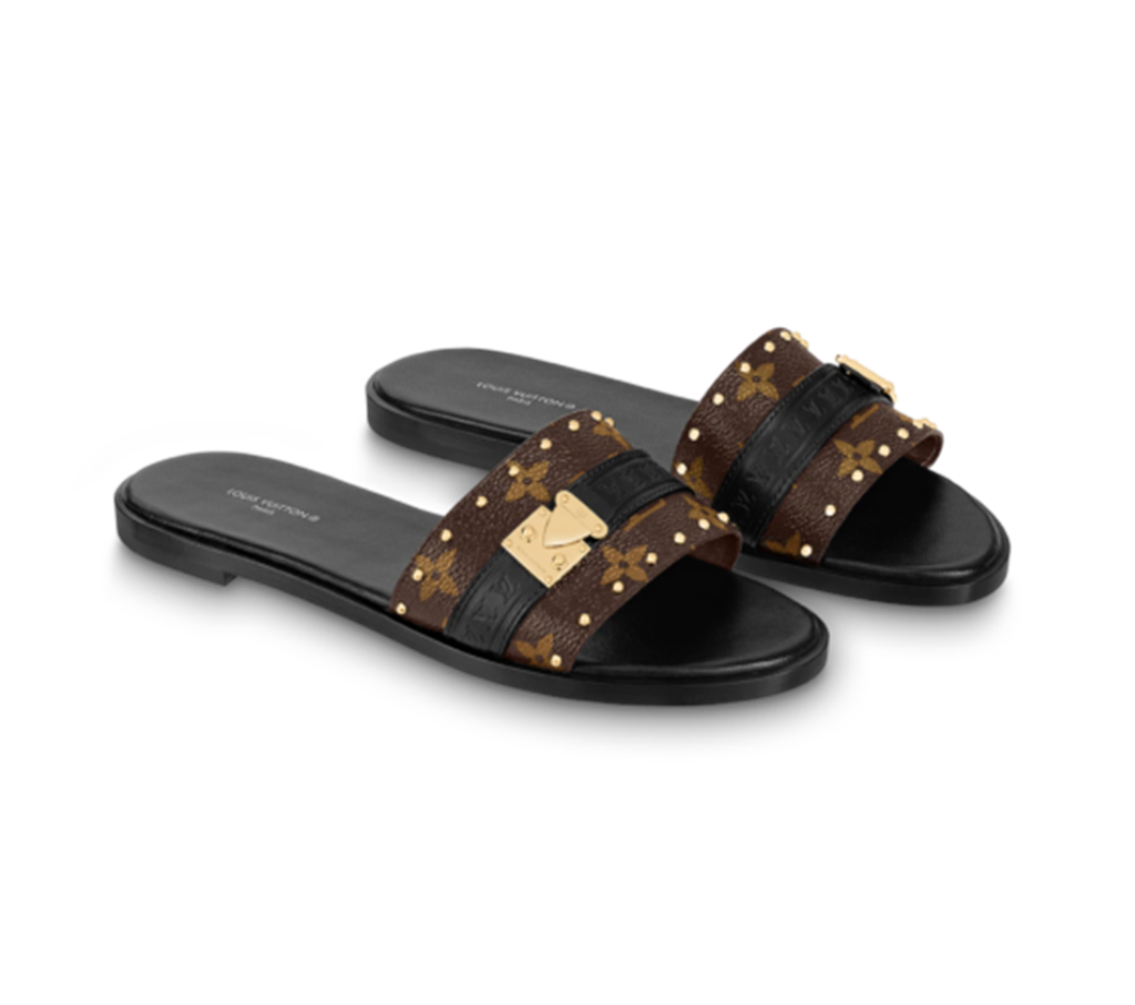 Dép Louis Vuitton Lock It Flat Mules ‘Black’ 1AAC3S - Ảnh 3