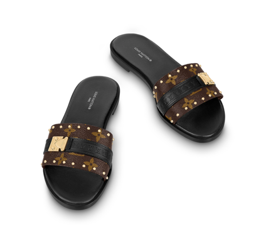 Dép Louis Vuitton Lock It Flat Mules ‘Black’ 1AAC3S - Ảnh 4