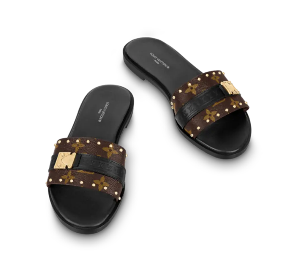 Dép Louis Vuitton Lock It Flat Mules ‘Black’ 1AAC3S - Ảnh 4