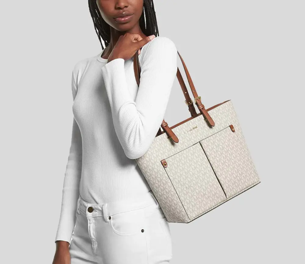 Alternative view of Túi Michael Kros Jet Set Medium Logo Pocket Tote Bag 'Vanilla' 35F3GTVT3B-VANILLA