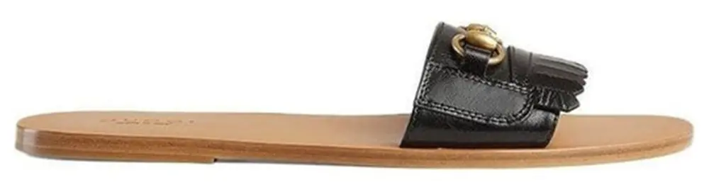 Dép Gucci Black Leather Varadero Horsebit Slides Sandals 510100-D3V00-1000