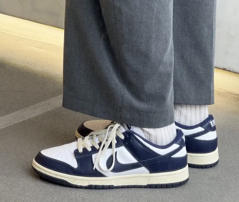 Giày Nike Dunk Low Premium Vintage Navy Womens FN7197-100 - Ảnh 4