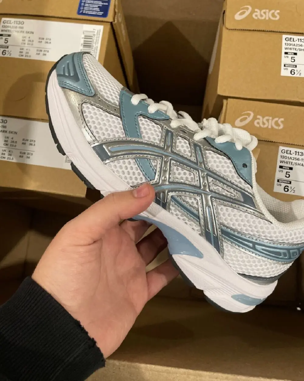 Giày Asics Gel-1130 White Shark Skin 1201A256-116 - Ảnh 5