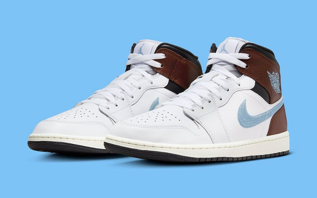 Giày Nike Air Jordan 1 Retro Mid SE 'Brown Blue Grey' FQ7831-142 - Ảnh 4