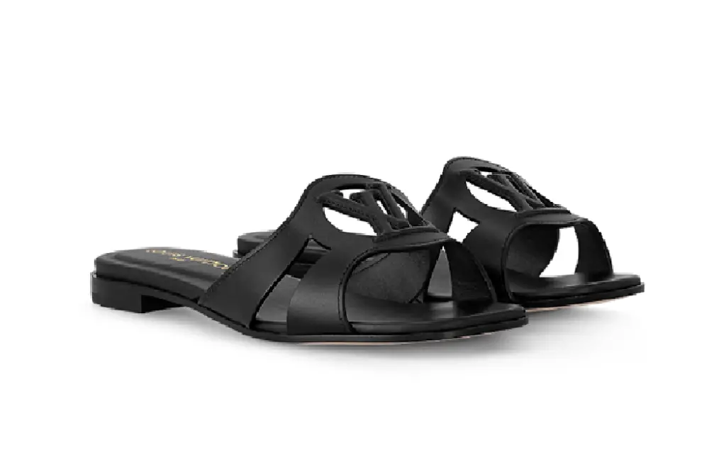 Alternative view of Dép Louis Vuitton LV Isola Flat Mules 'Black' 1ABP0E