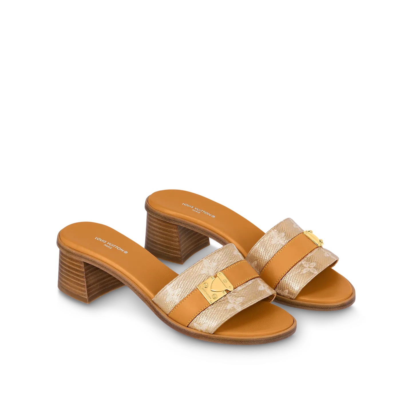 Dép Louis Vuitton Lock It Mules 'Gold' 1ABVE8 - Ảnh 4