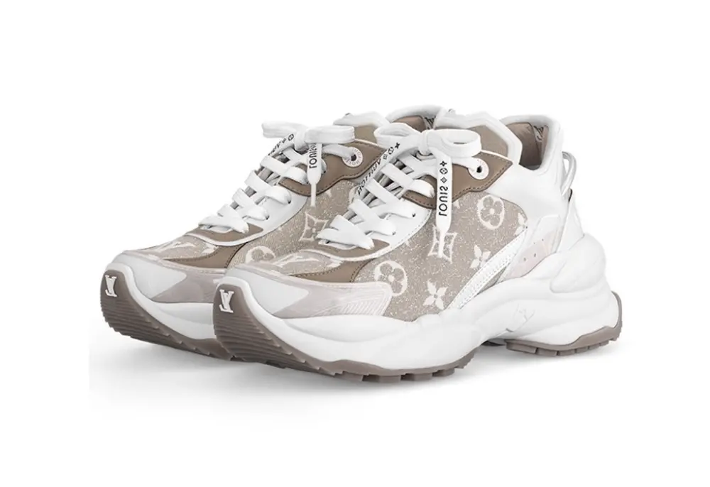 Giày Louis Vuitton Run 55 Trainers 'Beige' 1AC28E - Ảnh 4