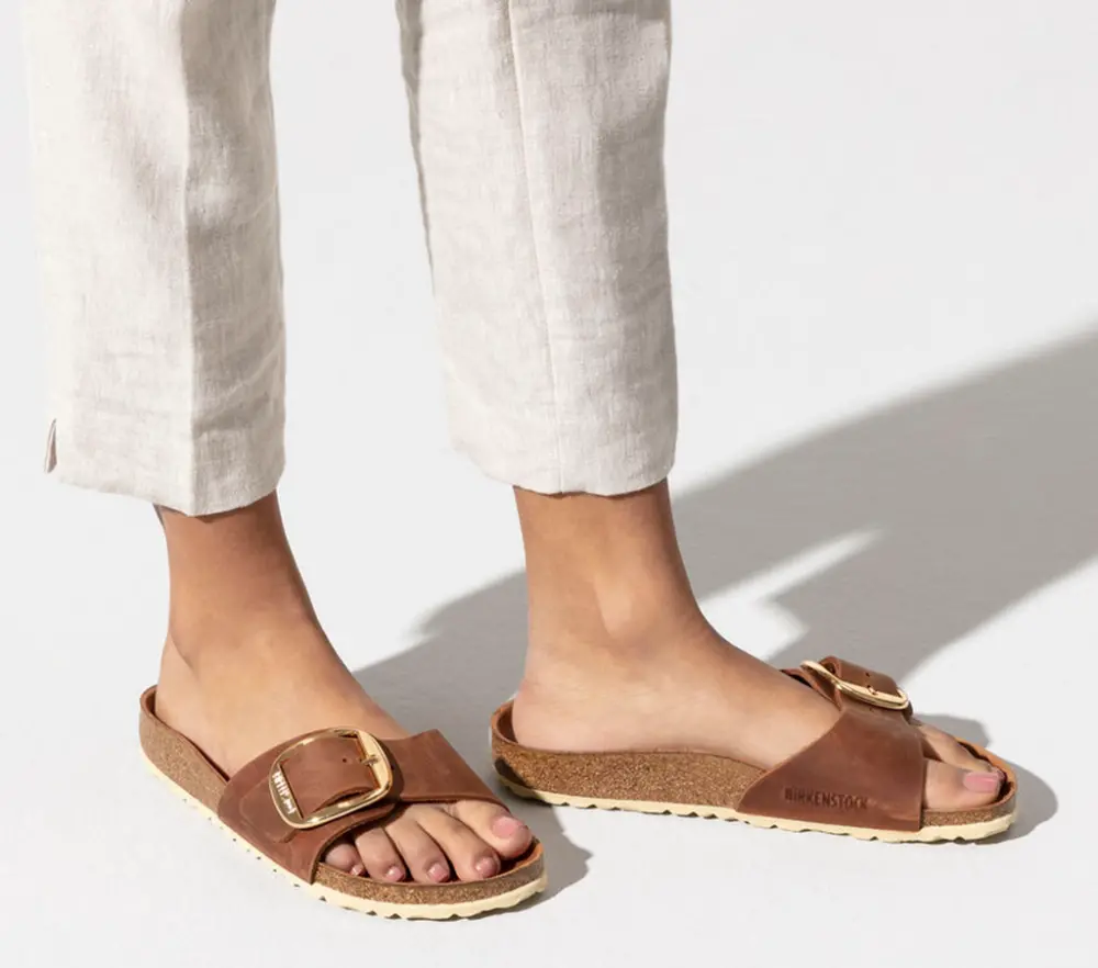 Dép Birkenstock Madrid Big Buckle Oiled Leather 'Cognac' 1006524 - Ảnh 4