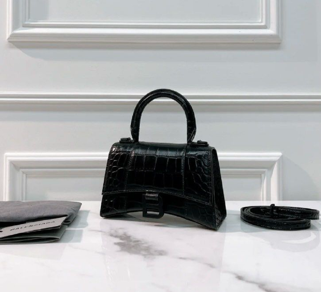 Túi Balenciaga Hourglass Xs Handbag Black 5928331LR671000 - Ảnh 3