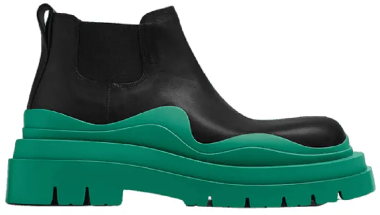 Giày Bottega Veneta Tire Ankle Chelsea Boot ‘Black Acid Turquoise’ 630281VBS501489