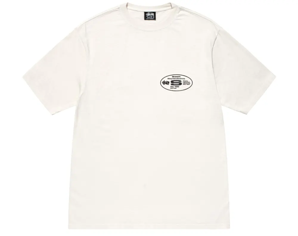 Áo Stüssy Oval Corp. Pigment Dyed Tee 'White' 1905018