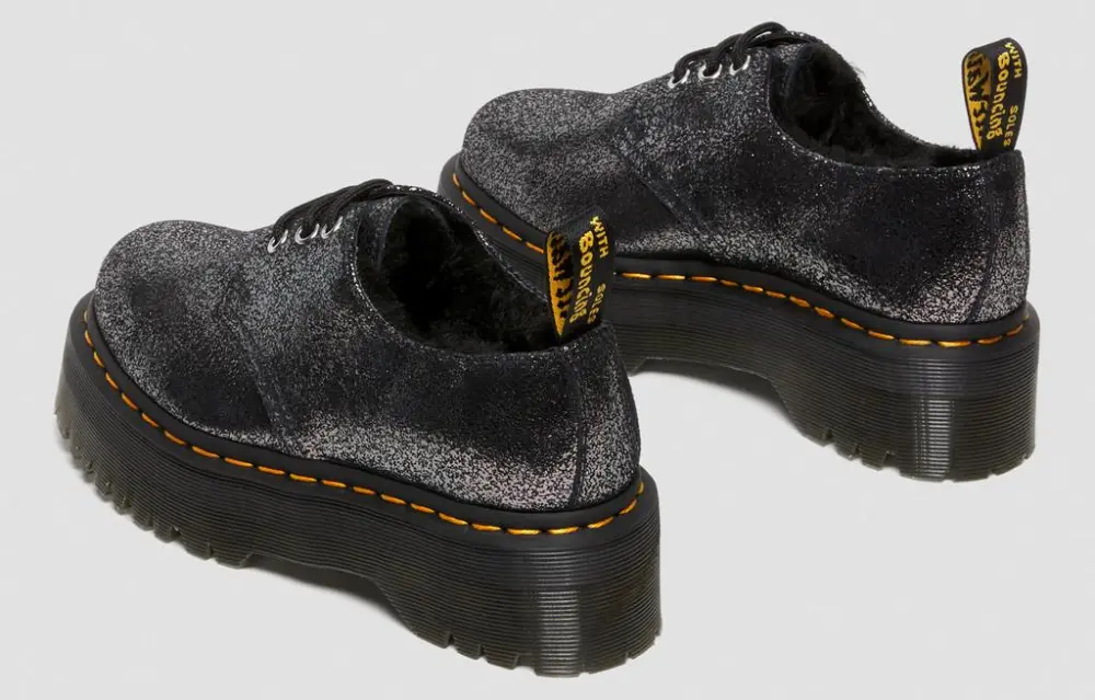 Giày Dr. Martens 1461 Faux Fur-Lined Metallic Leather 'Black' 27957012 - Ảnh 4