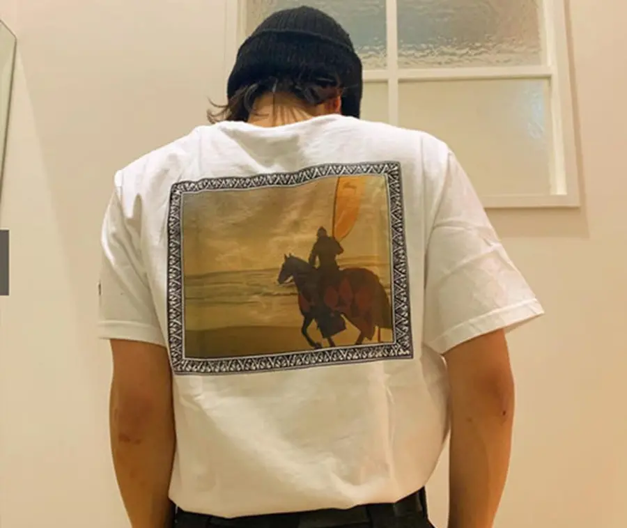 Alternative view of Áo Stussy Knight Painting Printing Short Sleeve 'White' 3903578