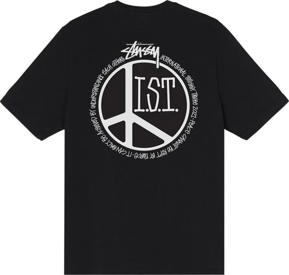 Alternative view of Áo Stussy Peace Dot Pigment Dyed Tee 'Black' 1904723