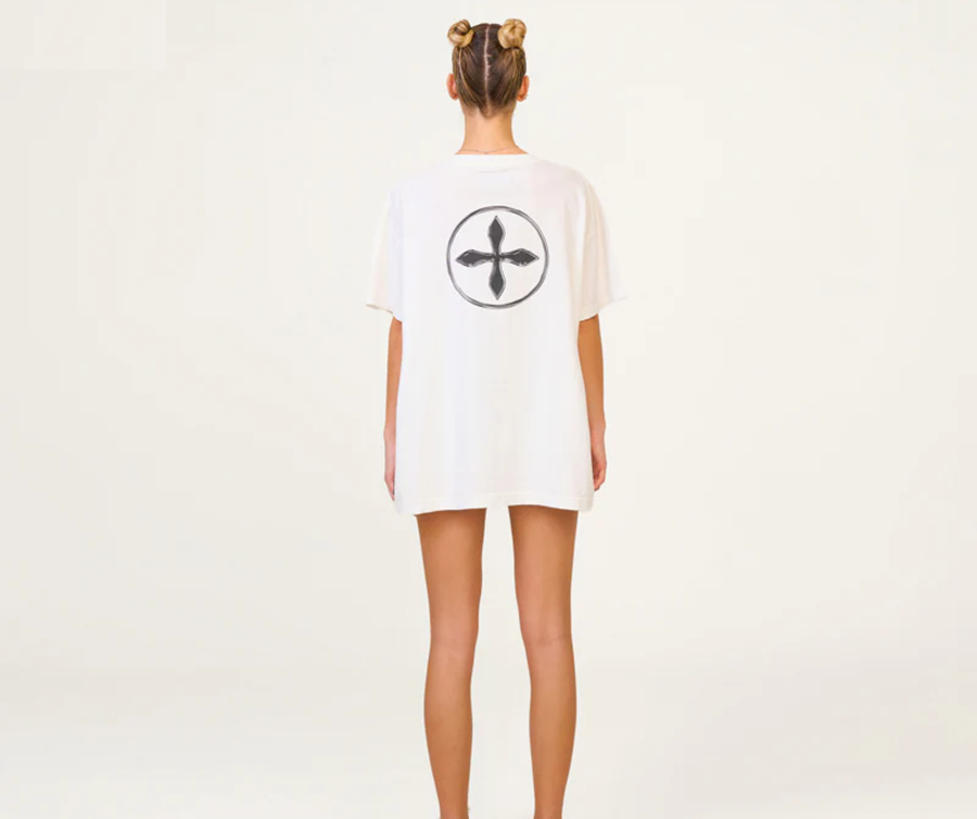 Áo SMFK Compass Cross Vintage Oversize Tee 'White' CT001W1 - Ảnh 3