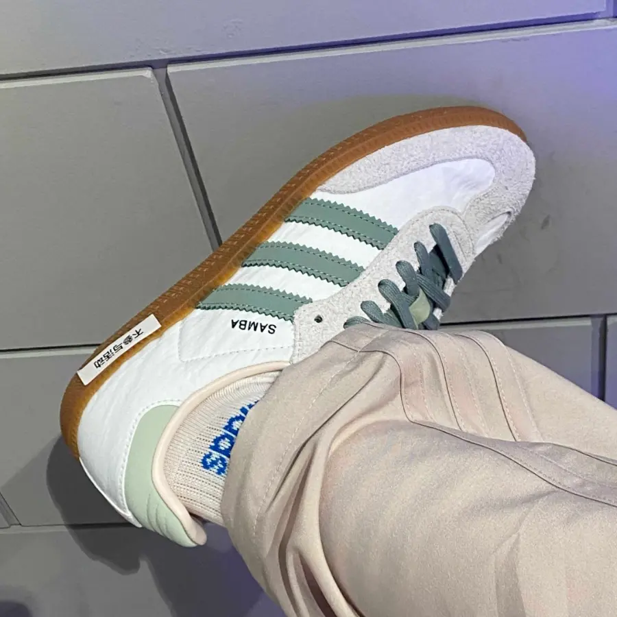 Giày Adidas Samba OG ‘White Silver Green’ ID0492 - Ảnh 5