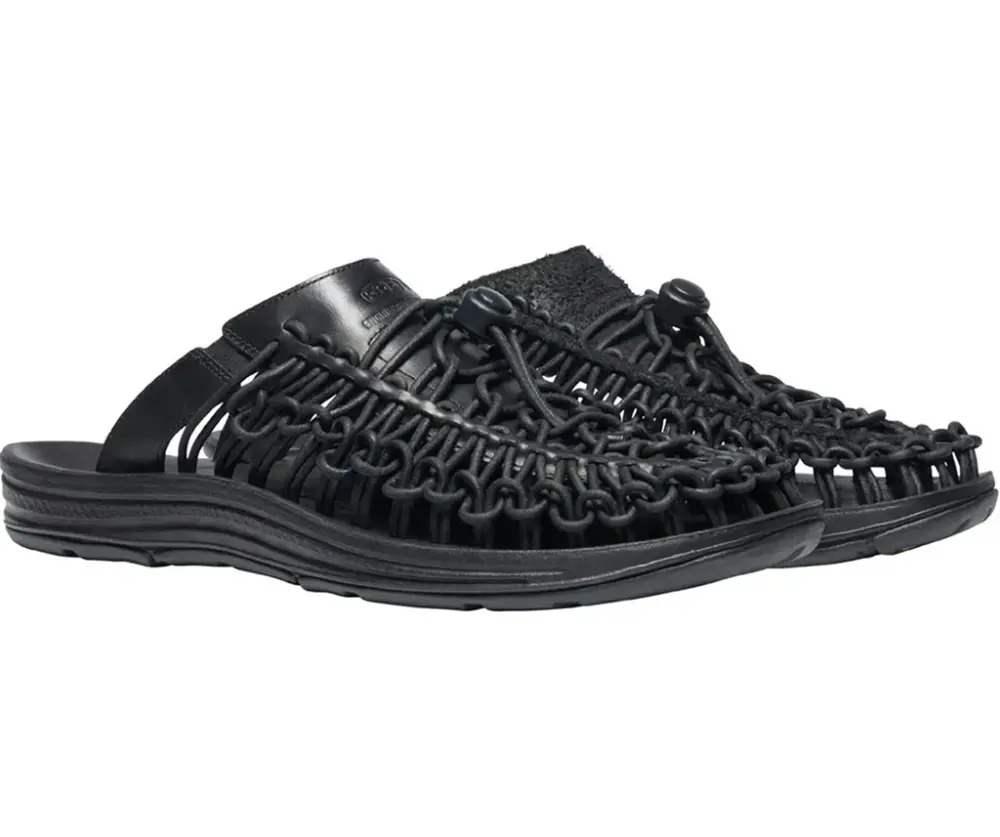 Dép Keen Uneek Premium Leather Slide 'Black' 1024902 - Ảnh 3