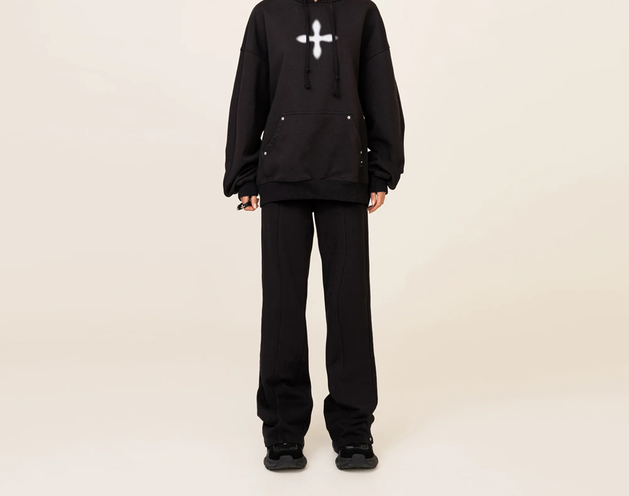 Quần Compass Classic Cross Flared Sweatpants 'Black' P0010B - Ảnh 2