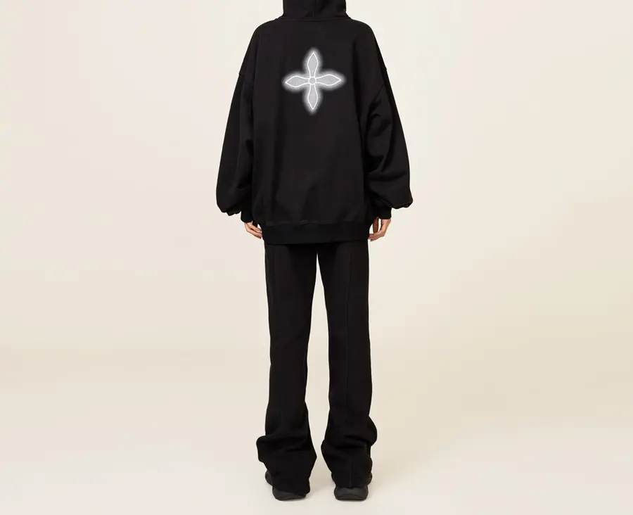 Quần Compass Classic Cross Flared Sweatpants 'Black' P0010B - Ảnh 3