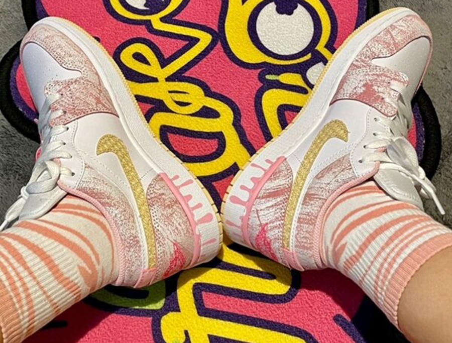 Giày Nike Air Jordan 1 Low 'Paint Drip' (GS) CW7104-601 - Ảnh 4