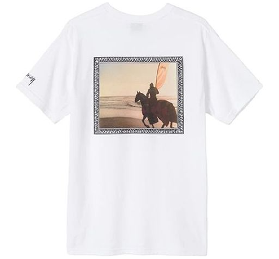 Áo Stussy Knight Painting Printing Short Sleeve 'White' 3903578