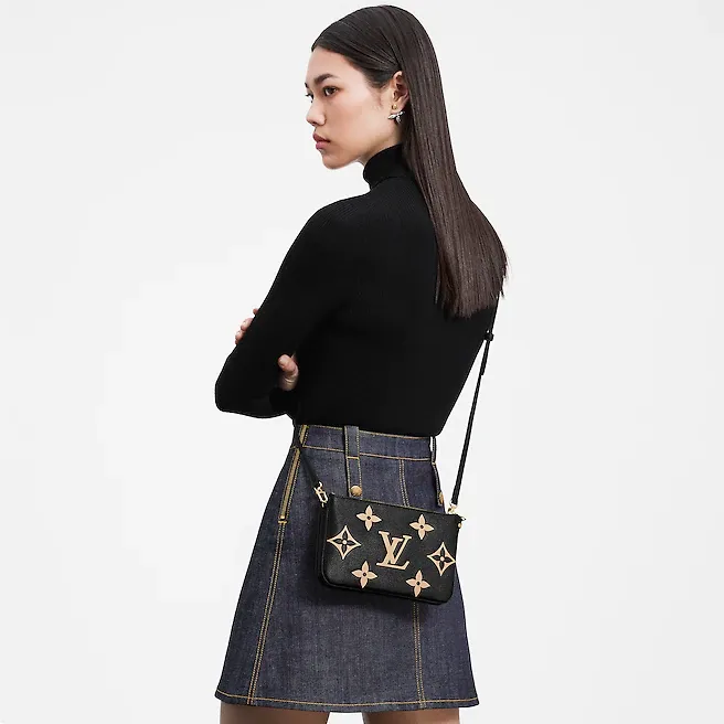 Túi Louis Vuitton Pochette Double Zip On Strap 'Black Beige' M80787 - Ảnh 6