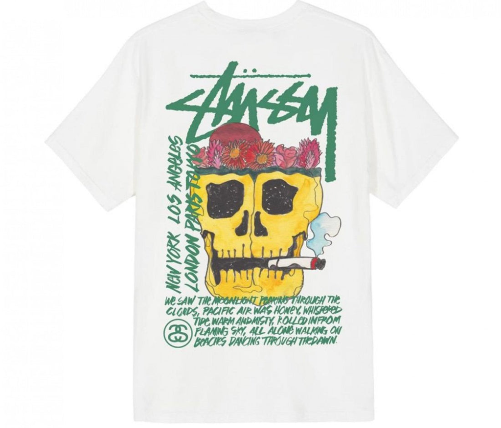 Áo Stüssy Smokin' Skull Pig. Dyed Tee 'White' 1904593