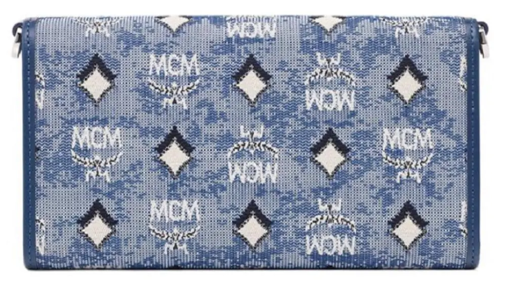 Túi MCM Aren Old Flower Full Print Detachble Chain Lacquard Leather 'Blue' MXECATA01LU001
