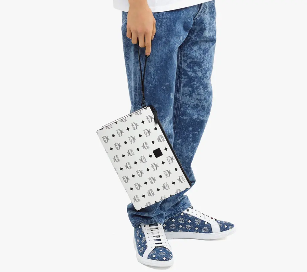 Túi MCM Aren Wristlet Zip Pouch In Visetos 'White' MXZDSTA02WT001 - Ảnh 3