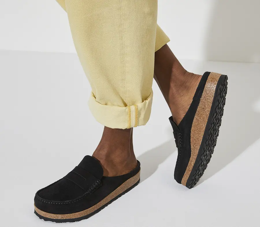 Dép Birkenstock Naples Suede Leather 'Black' 1024880 - Ảnh 3
