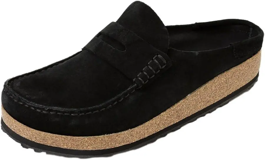Dép Birkenstock Naples Suede Leather 'Black' 1024880 - Ảnh 4