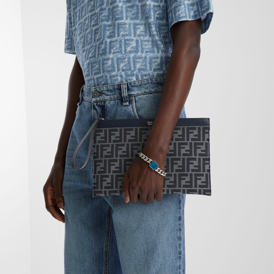 Túi Fendi Jacquard ‘Blue Grey’ 7N0134-AFBV-F1O98 - Ảnh 2