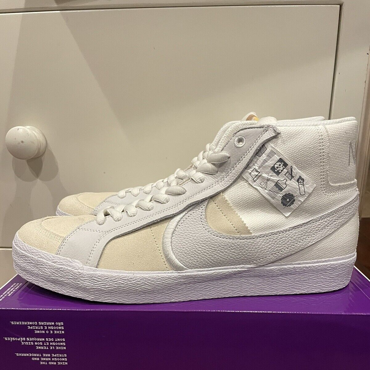 Giày Nike Blazer Mid SB ‘Warning Label’ DZ7587-110 - Ảnh 5