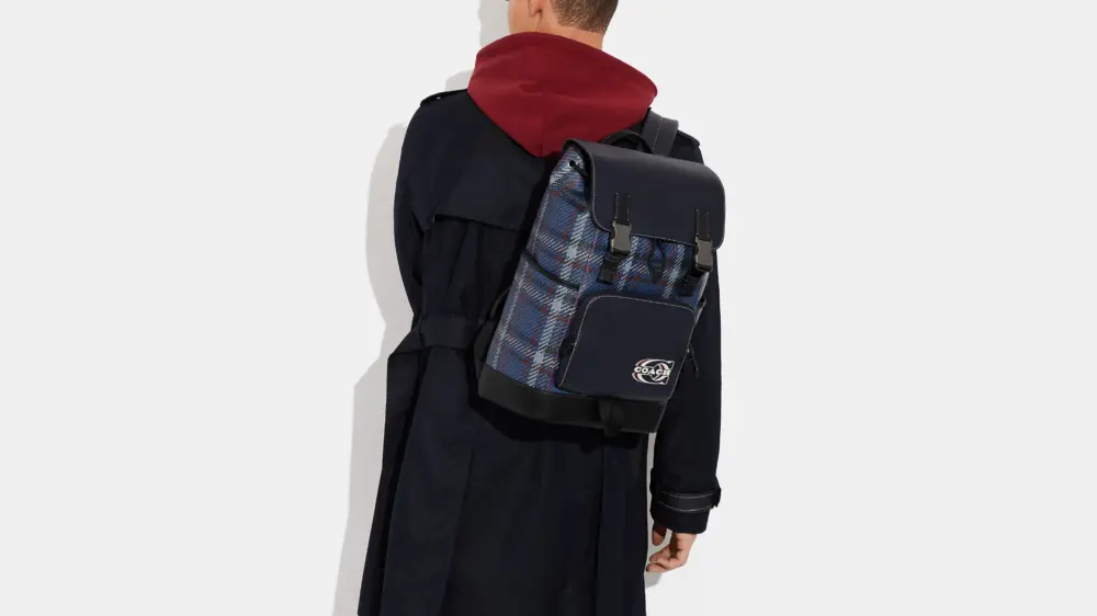 Balo Coach Track Plaid Stamp ‘Midnight Navy’ CH102-QBNI9 - Ảnh 3