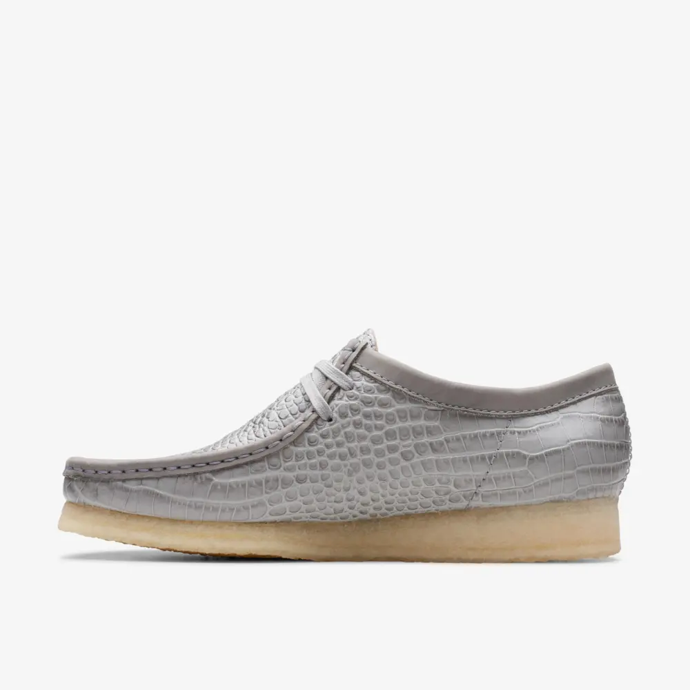 Giày Clarks Mens Wallabee 'Grey Croc' 26176573 - Ảnh 3