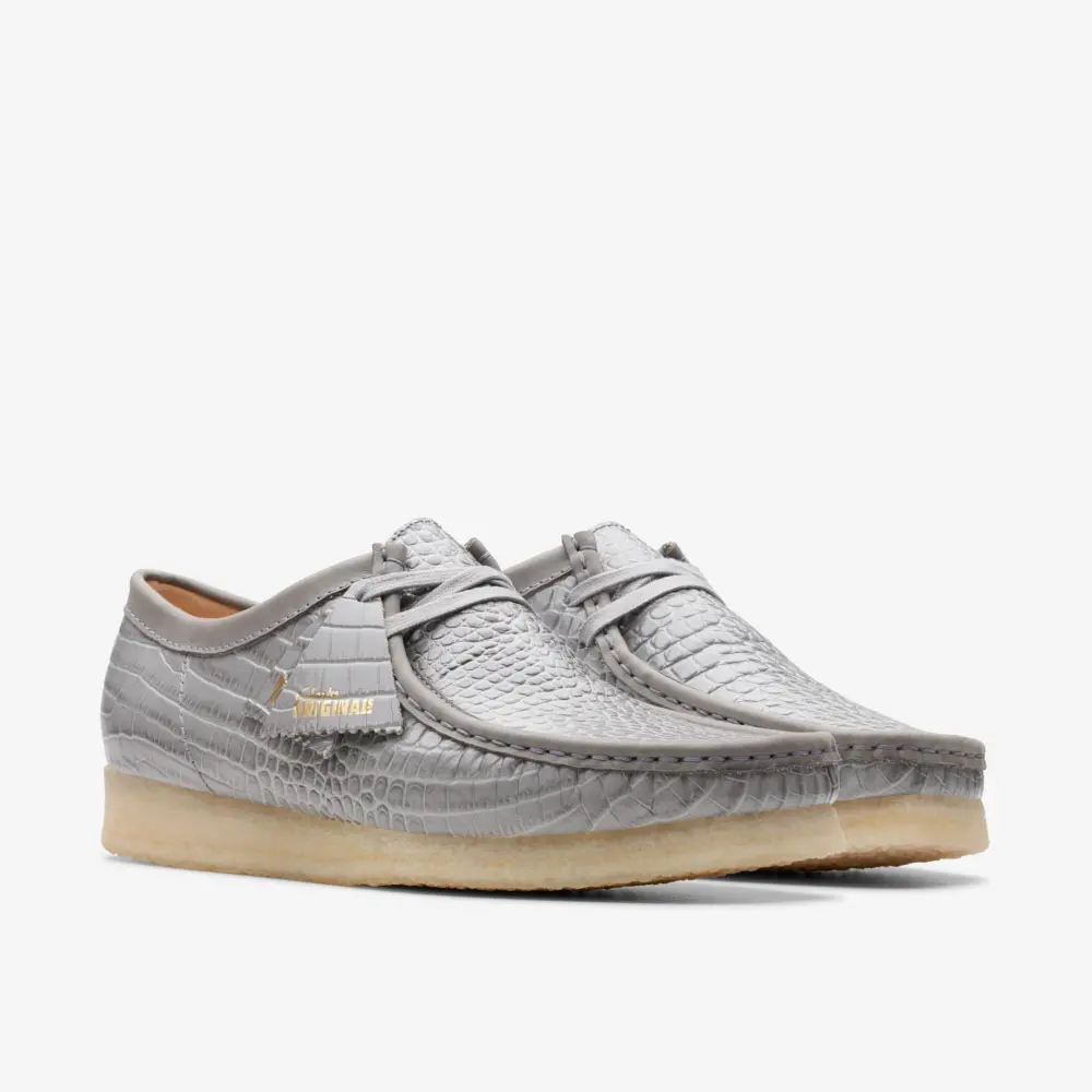 Giày Clarks Mens Wallabee 'Grey Croc' 26176573 - Ảnh 5