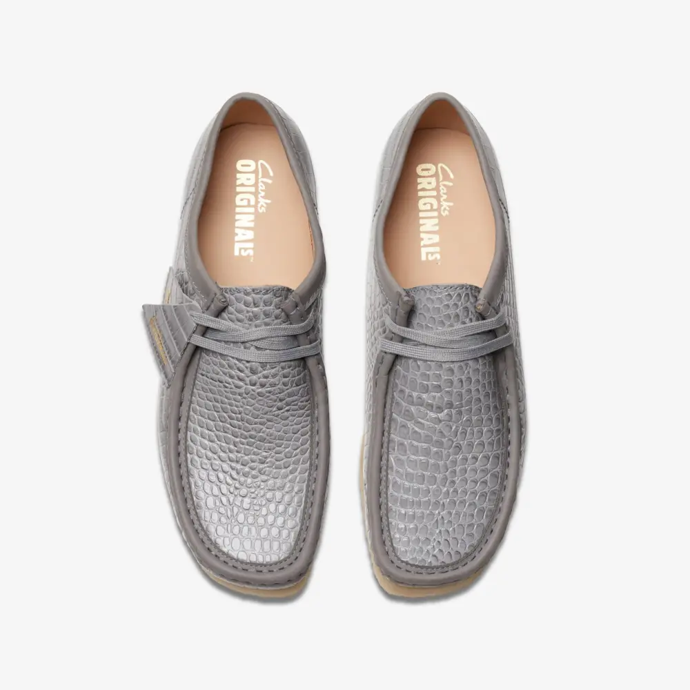 Giày Clarks Mens Wallabee 'Grey Croc' 26176573 - Ảnh 7